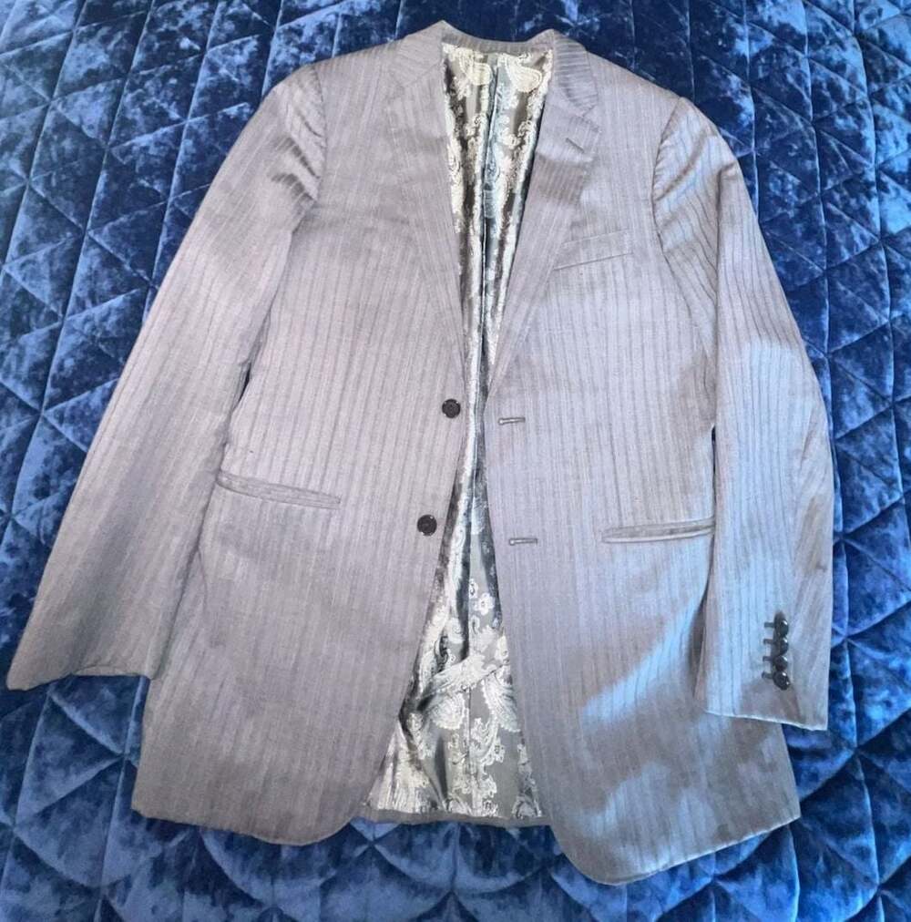 Astor & Black for Wilson Browning Gray Pinstripe Suit Jacket